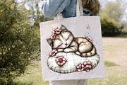 Whimsical Spring Cat Clipart Bundle, an Illustration by Canvas Craft (Thumbnail 6 of 7)