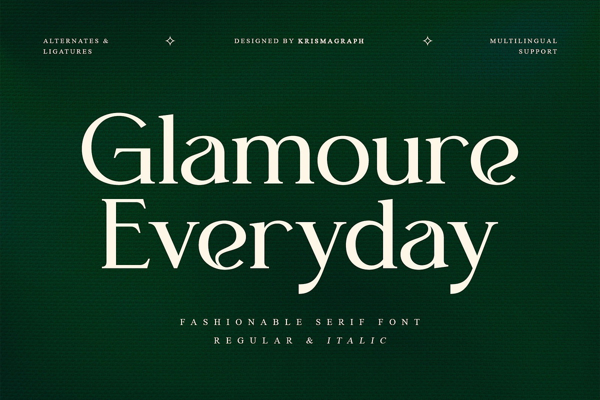 Glamoure Everyday | Modern Serif, a Serif Font by Krismagraph (Photo 1 of 10)