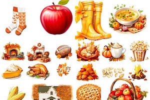 Autumn Fall Bucket List Icons PNG