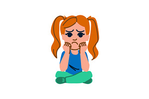 Sad child sitting with head in hands, an Object Illustration by pikepicture