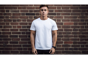 cool men white t shirt ai generated, a Beauty & Fashion Photo by pikepicture