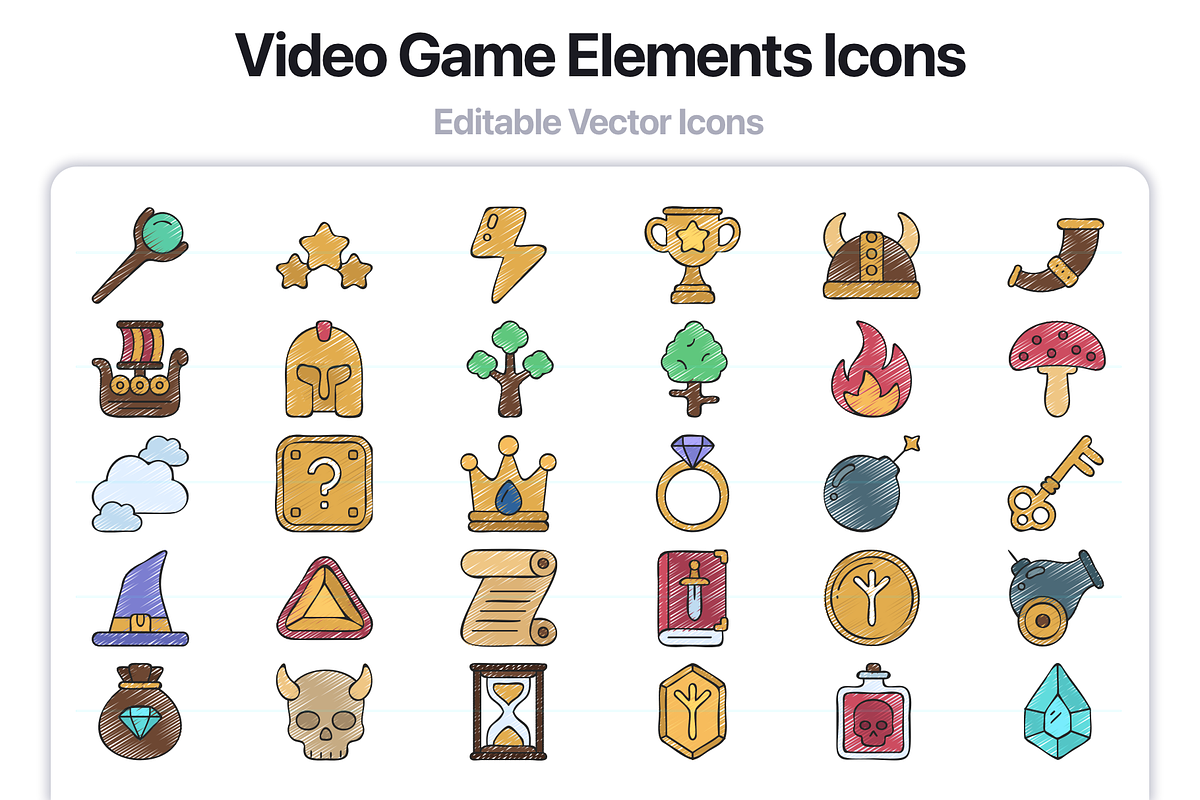100 Video Game Elements Icons, an Outline Icon by Juicy Icons (Photo 5 of 6)