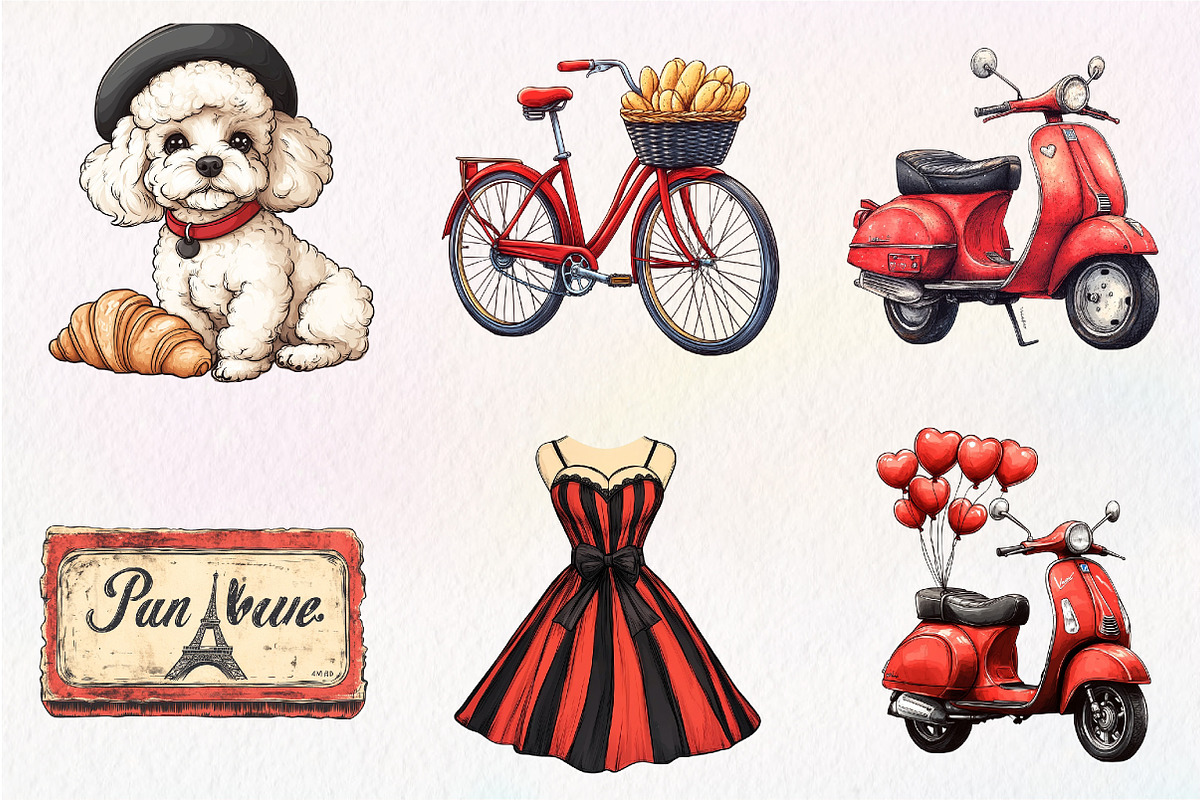 Parisian Summer Clipart, an Illustration by CreationArt (Photo 2 of 5)