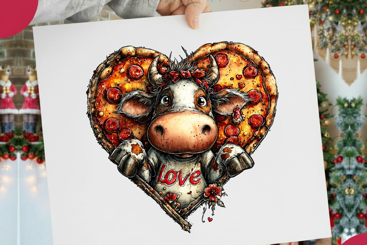 Funny Peeking Valentine Cow Clipart, an Illustration by designcity5 (Photo 5 of 5)