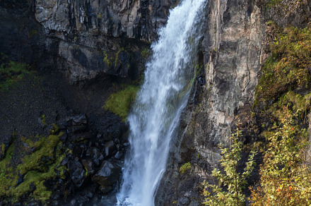 Picturesque waterfall Hundafoss autumn view, Skaftafell National, a Nature Photo by YuriyB