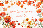 Orange Flowers Clipart Watercolor, a Decorative Illustration by LeCoqDesign (Thumbnail 1 of 5)
