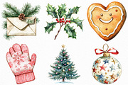 Cute Christmas Watercolor Clipart, an Illustration by Craft Nest (Thumbnail 3 of 6)