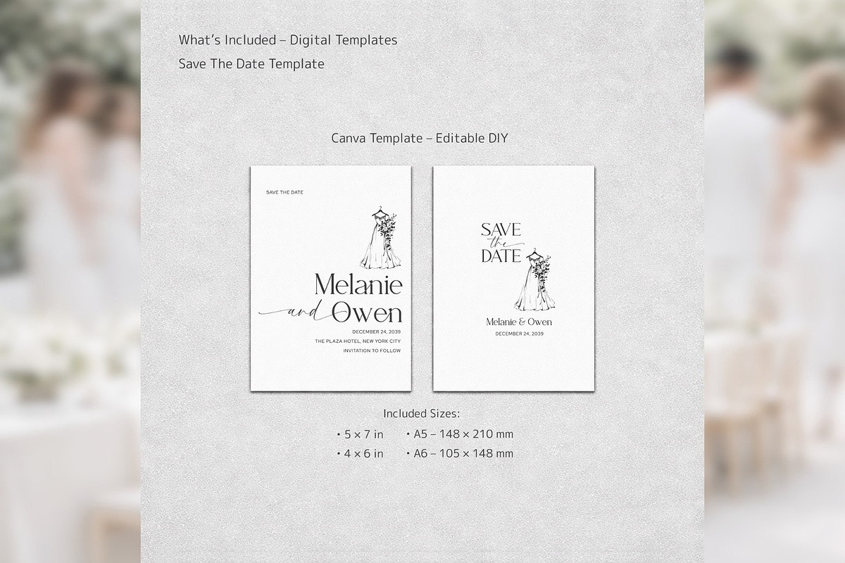 Modern Minimal Save Date Canva bd010, an Invitation Template by TyphoonStudio (Photo 2 of 10)