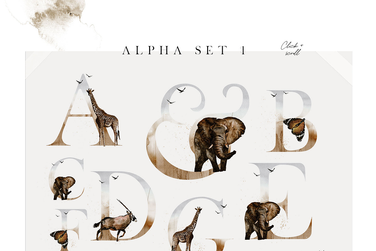 African Safari Watercolor Collection, an Animal Illustration by Creativeqube Design (Photo 12 of 16)