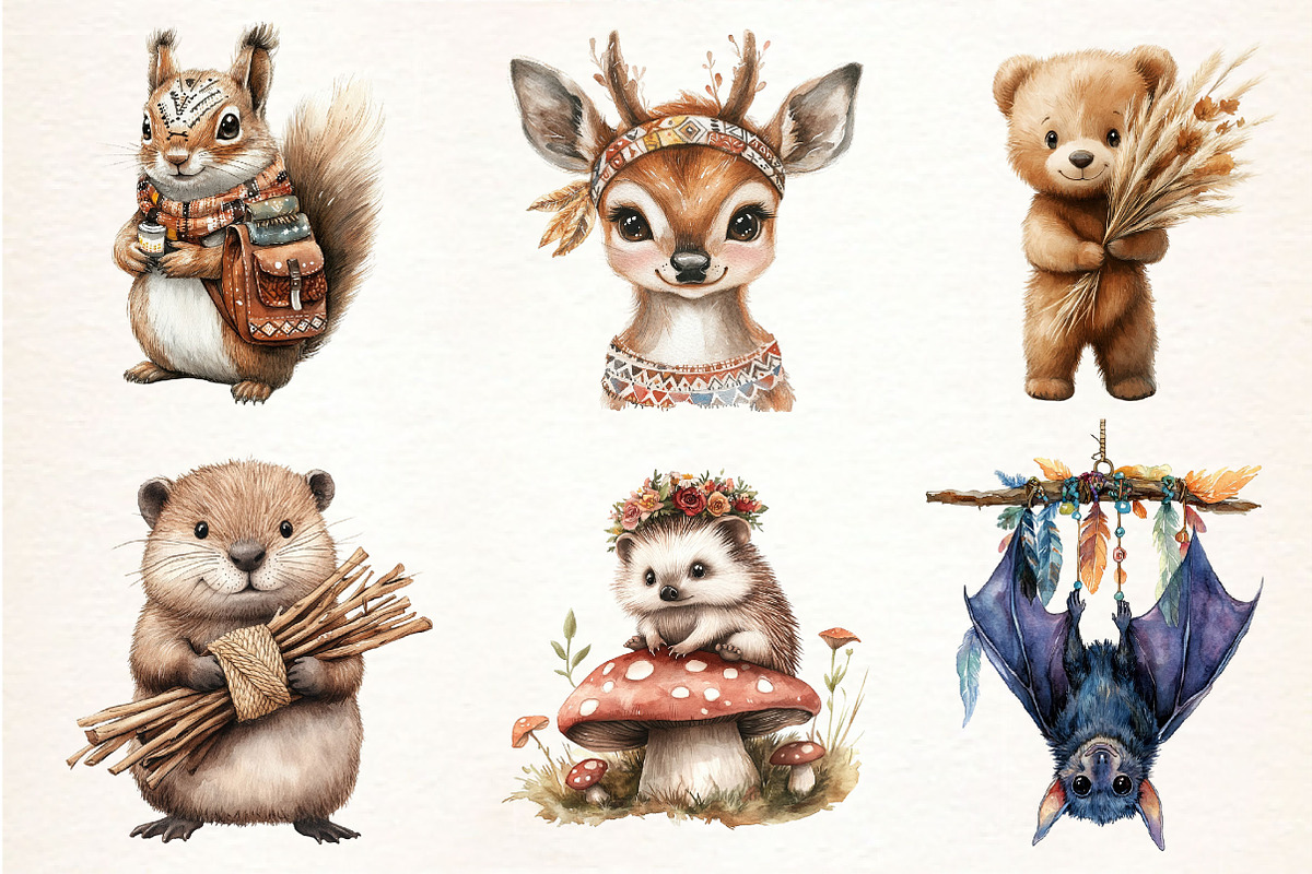 Boho Woodland Creatures Animals, an Illustration by Dream Creation (Photo 4 of 7)