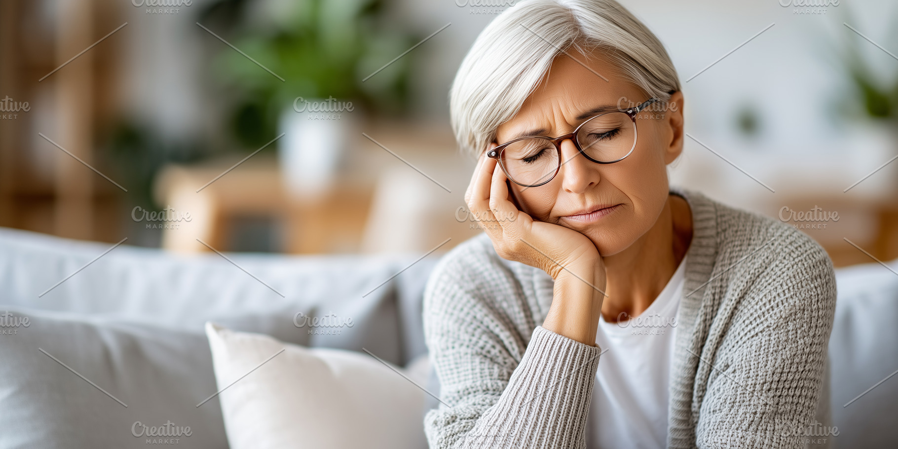 Thoughtful senior woman with gray, a Person Photo by MistyDay