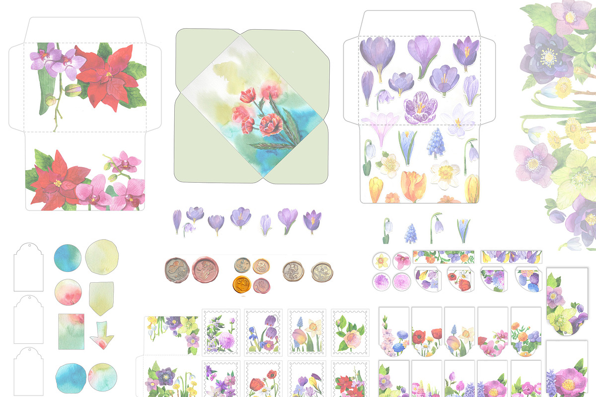 watercolor scrapbooking set, an Object Graphic by fiolika (Photo 2 of 6)