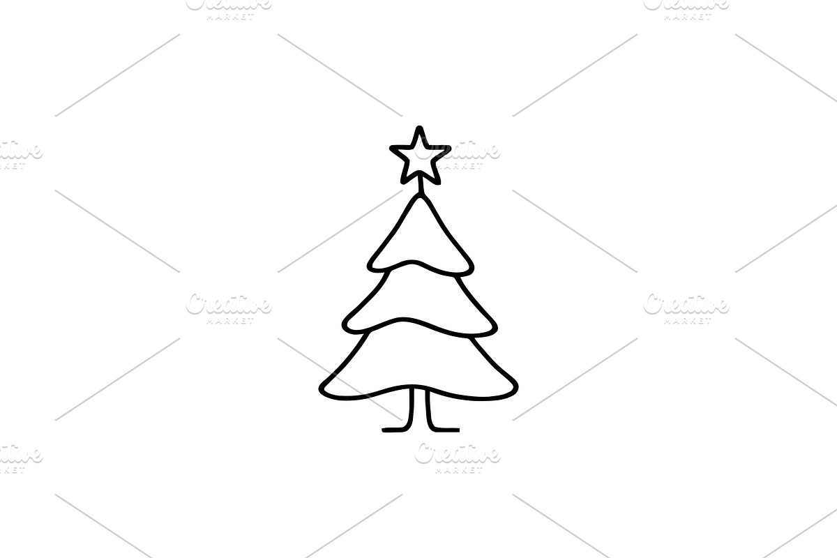 Spiral Star Line Christmas Tree, a Branding & Logo Template by Vectorium Studio (Photo 1 of 2)