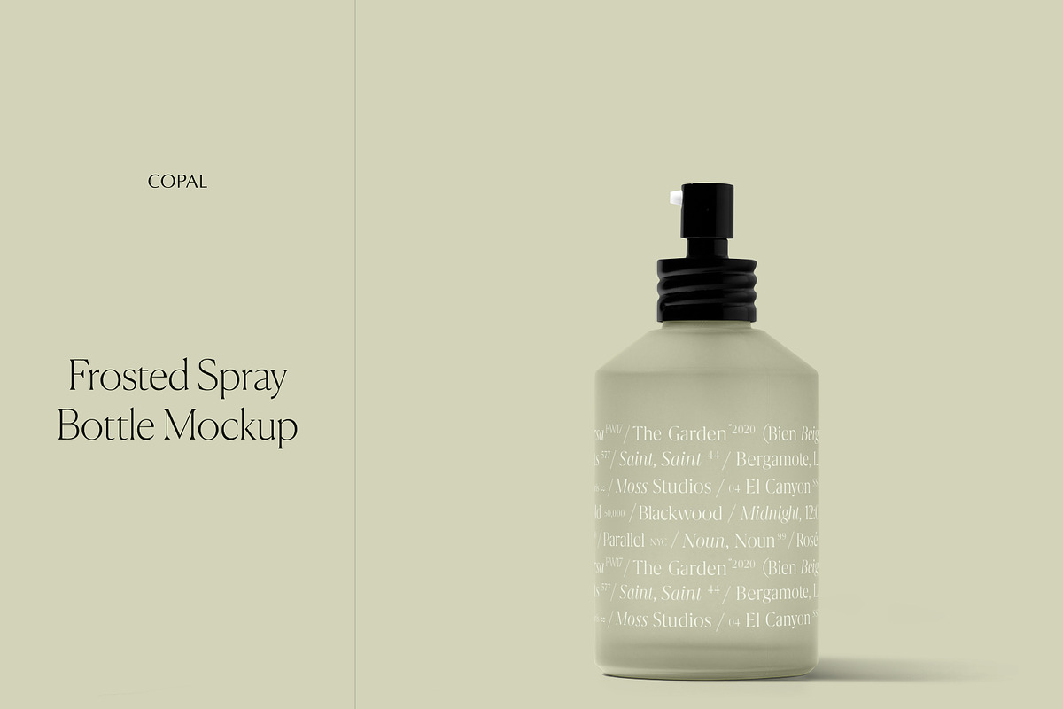 Frosted Spray Bottle Mockup, a Packaging Mockup by Copal (Photo 1 of 14)