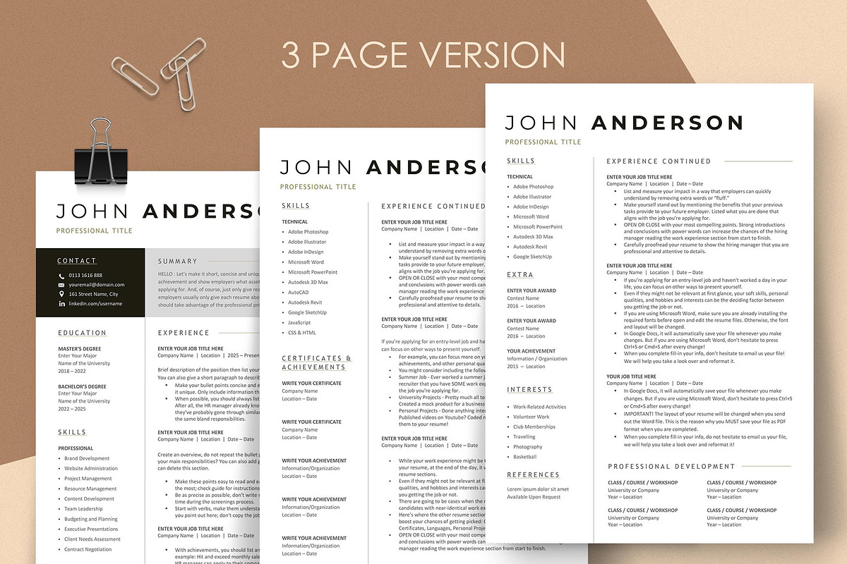 Modern Resume Template CV Design, a Resume Template by resumetemplathttps://d3es (Photo 3 of 9)