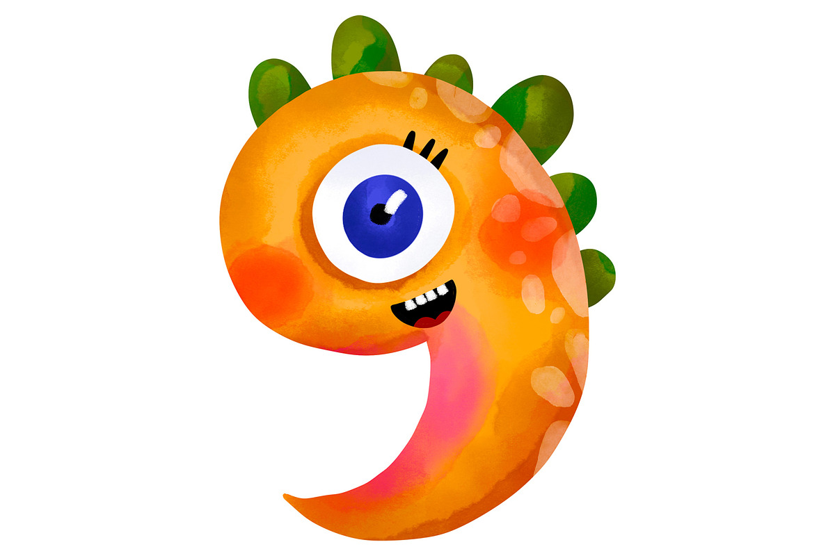 Cute Monster Numbers Clipart Set PNG, an Education Illustration by the_myro (Photo 4 of 12)