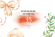 Golden leaves.Watercolor elements., a Texture Illustration by Dasha Efremova (Thumbnail 2 of 6)