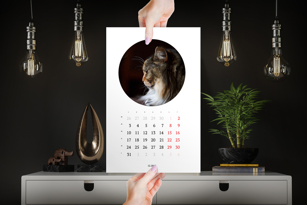 2018 Wall Calendar with cats., a Stationery Template by JS Shop (Photo 4 of 4)