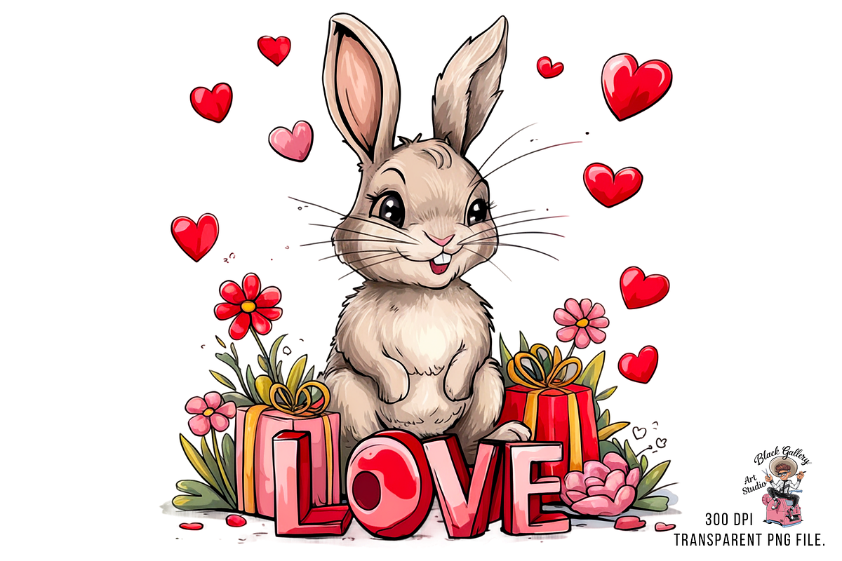 Bunny love PNG Clipart Bundle, a Graphic by Clipart Bloom (Photo 2 of 12)