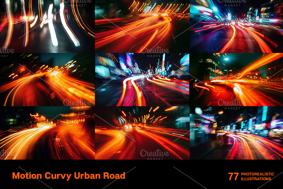 Motion Curvy Urban Roads. 77 images, an Abstract Photo by Handmadefont (Photo 3 of 15)