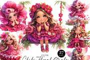 Cute Chibi Floral Girls Clipart, a Person Illustration by Design Scotch (Thumbnail 1 of 8)
