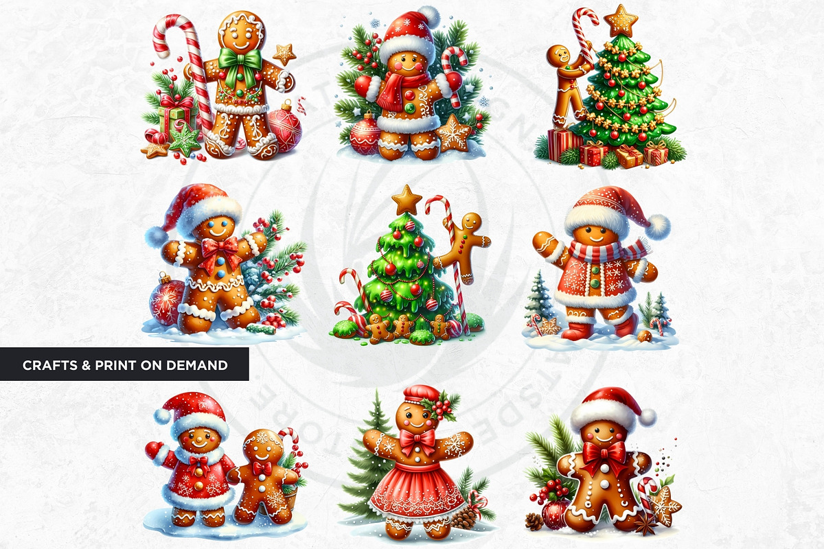 Christmas Gingerbread man cliparts, a Seasonal Illustration by ThatsDesignArt (Photo 4 of 10)