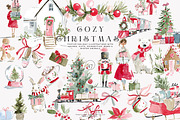 cozy christmas watercolor clipart, a Decorative Illustration by Patishop Art (Thumbnail 1 of 9)