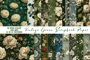 Vintage Green Scrapbook Paper, an Illustration by CreationArt