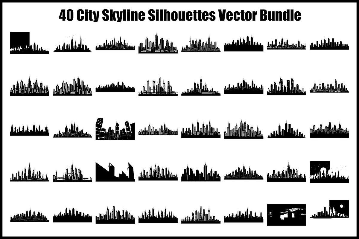 City Skyline Silhouette Bundle, an Illustration by jahid234 (Photo 1 of 41)