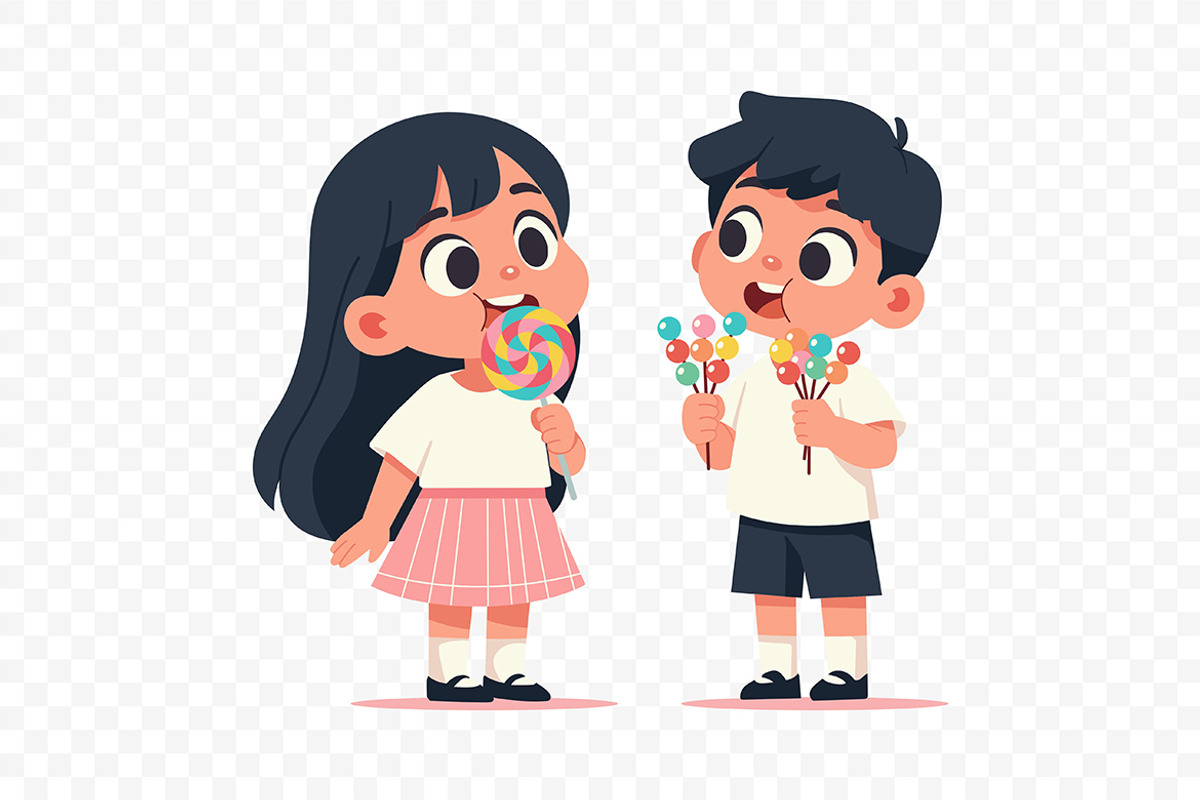 Kids Holding Lollipop, a Person Illustration by Partikusi Design (Photo 3 of 3)