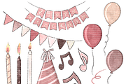 Happy Birthday Party Clipart PNG, a Decorative Illustration by Lenninator Digital (Thumbnail 3 of 9)