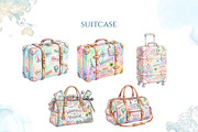 Travel Watercolor Clipart Set, a Decorative Illustration by Arslan (Thumbnail 4 of 17)
