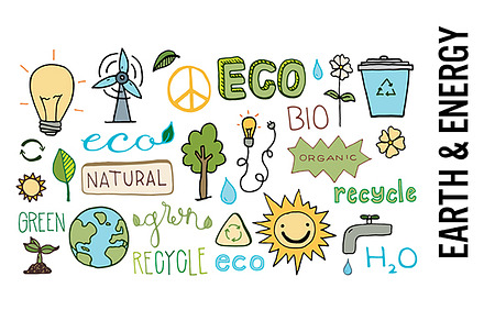 Earth and Energy Doodle Clipart