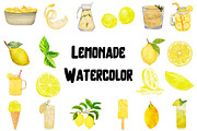 Watercolor Lemonade Clipart, a Food Illustration by Awieee1 (Thumbnail 1 of 3)