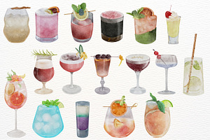 Watercolor Cocktail & Drink