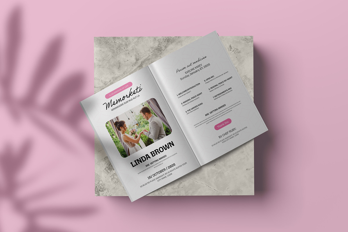 Funeral Program Template Flower, an Invitation Template by Creatiya Type (Photo 3 of 5)