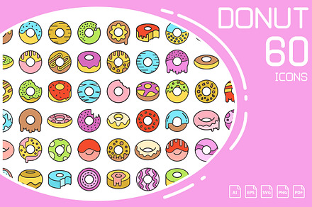 Donut Bakery Icons Set, a Food Illustration by Designfour