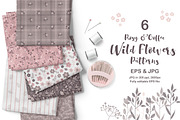 Rosy & Coffee Wild Flowers Seamless, a Pattern Graphic by DrawStudio1988 (Thumbnail 3 of 9)