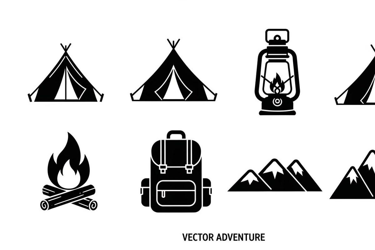 Camping Adventure Silhouette Icon, an Illustration by Artivon (Photo 26 of 51)