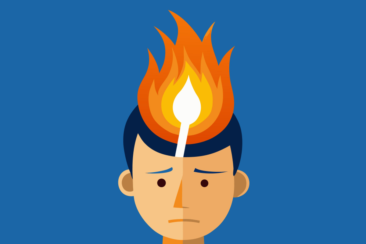 Man with matchstick burning on head, a Person Illustration by SouravDesign (Photo 1 of 3)