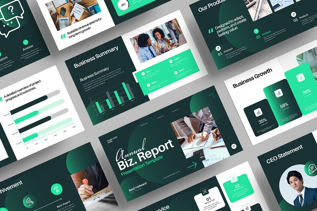 Annual Business Report Presentation, a Presentation Template by MightyDesign (Photo 1 of 8)
