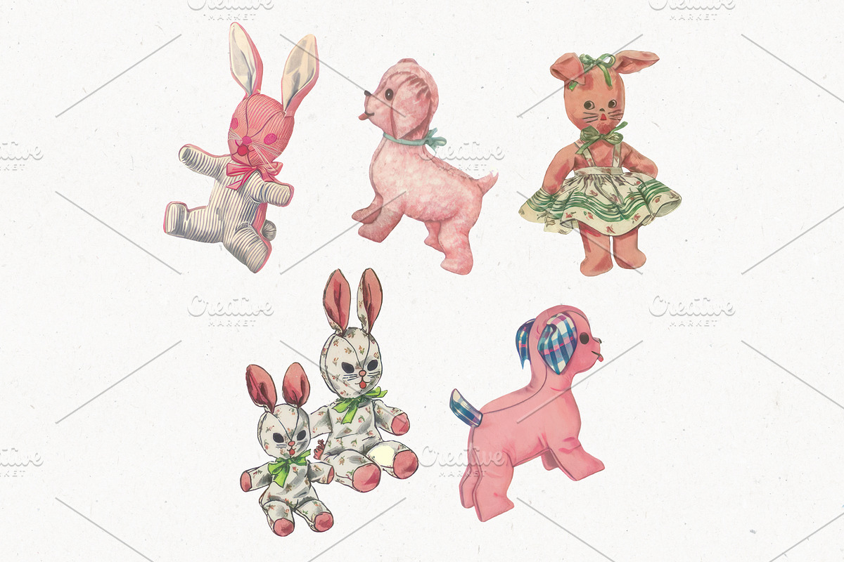 Vintage Puffy Animals Clip Art, an Animal Illustration by Patterns for Dessert (Photo 2 of 6)