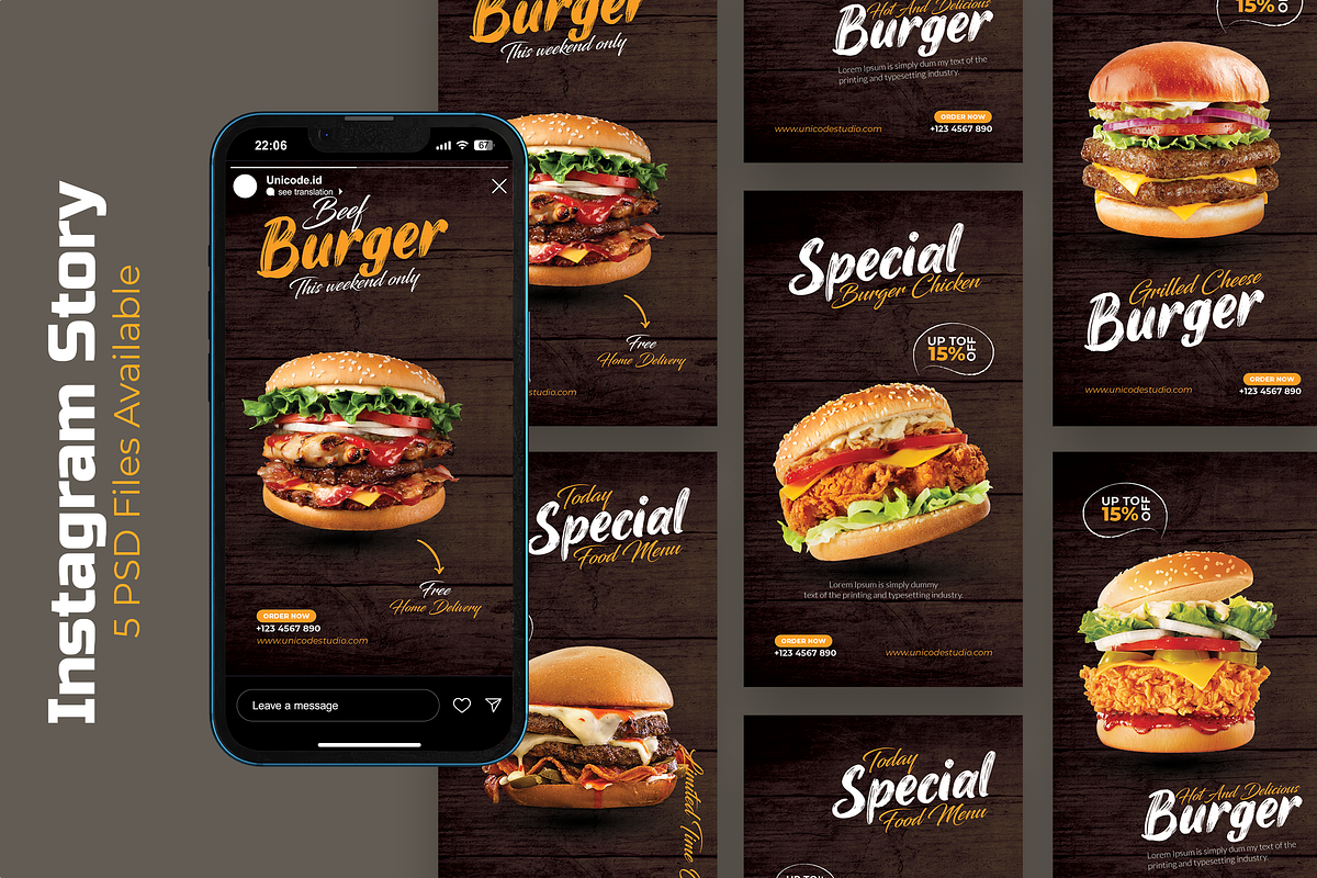 Burger - Instagram Story Template, a Social Media Template by UnicodeID (Photo 1 of 4)