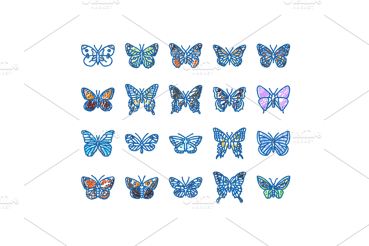 butterfly summer spring insect icons, an Object Illustration by pikepicture