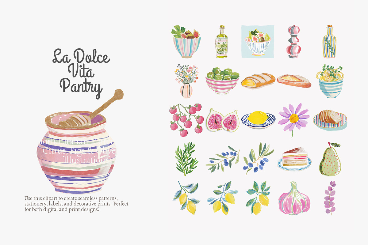 La dolce vita pantry clipart set, a Decorative Illustration by Patishop Art (Photo 8 of 10)
