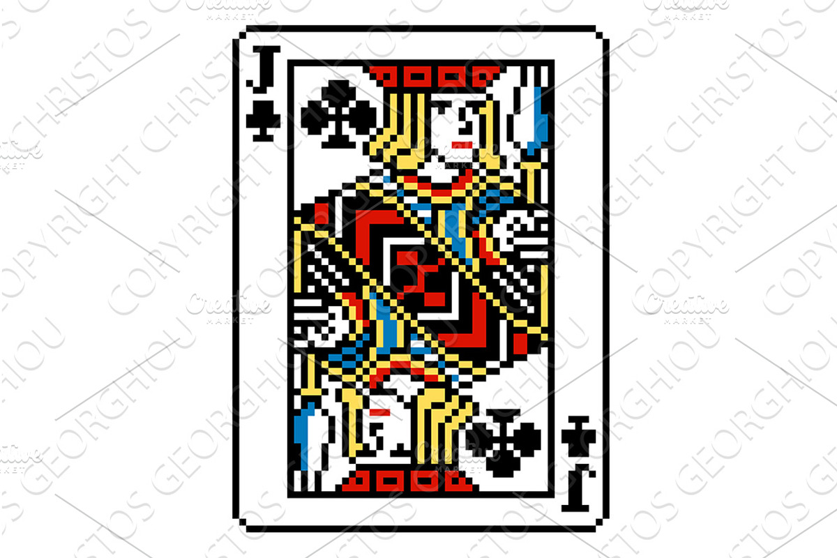 Pixel Art Style Jack of Clubs, an Illustration by Christos Georghiou
