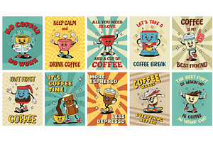 Retro coffee posters. Cartoon, a Graphic by winwin.art