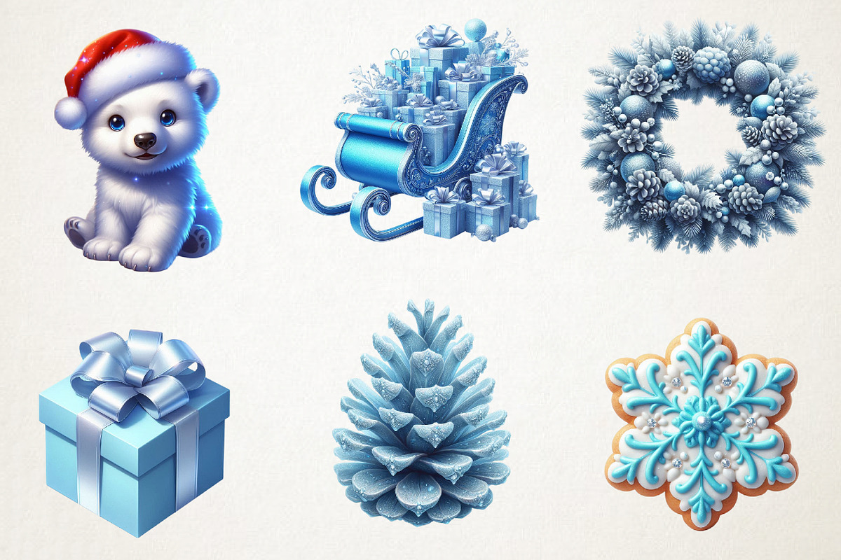 Blue Winter Christmas Aesthetic Pack, an Illustration by RobertsArt (Photo 5 of 7)