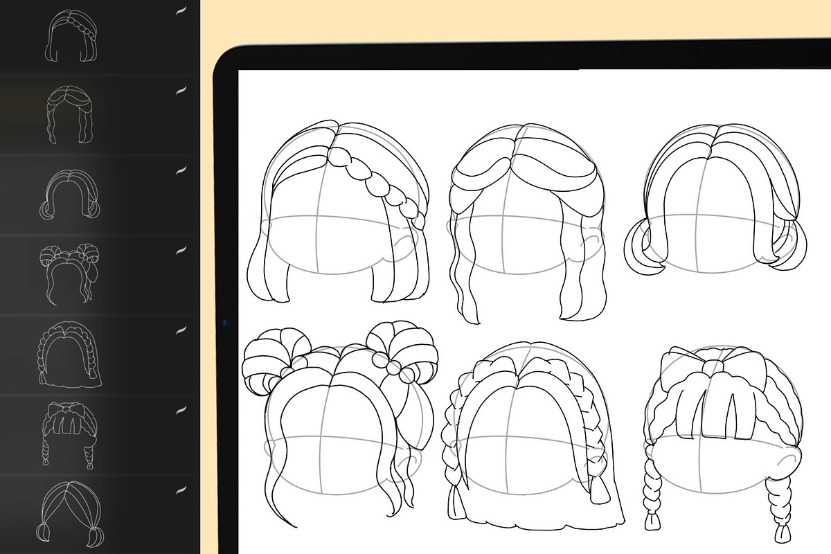 130+ Procreate Hair Stamp Brushes, a Brush Add-On by DrawingStoryShop (Photo 6 of 18)