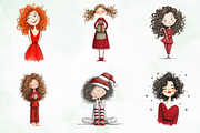 Quirky Funny Christmas Girls Clipart, an Illustration by Creative Art (Thumbnail 6 of 13)